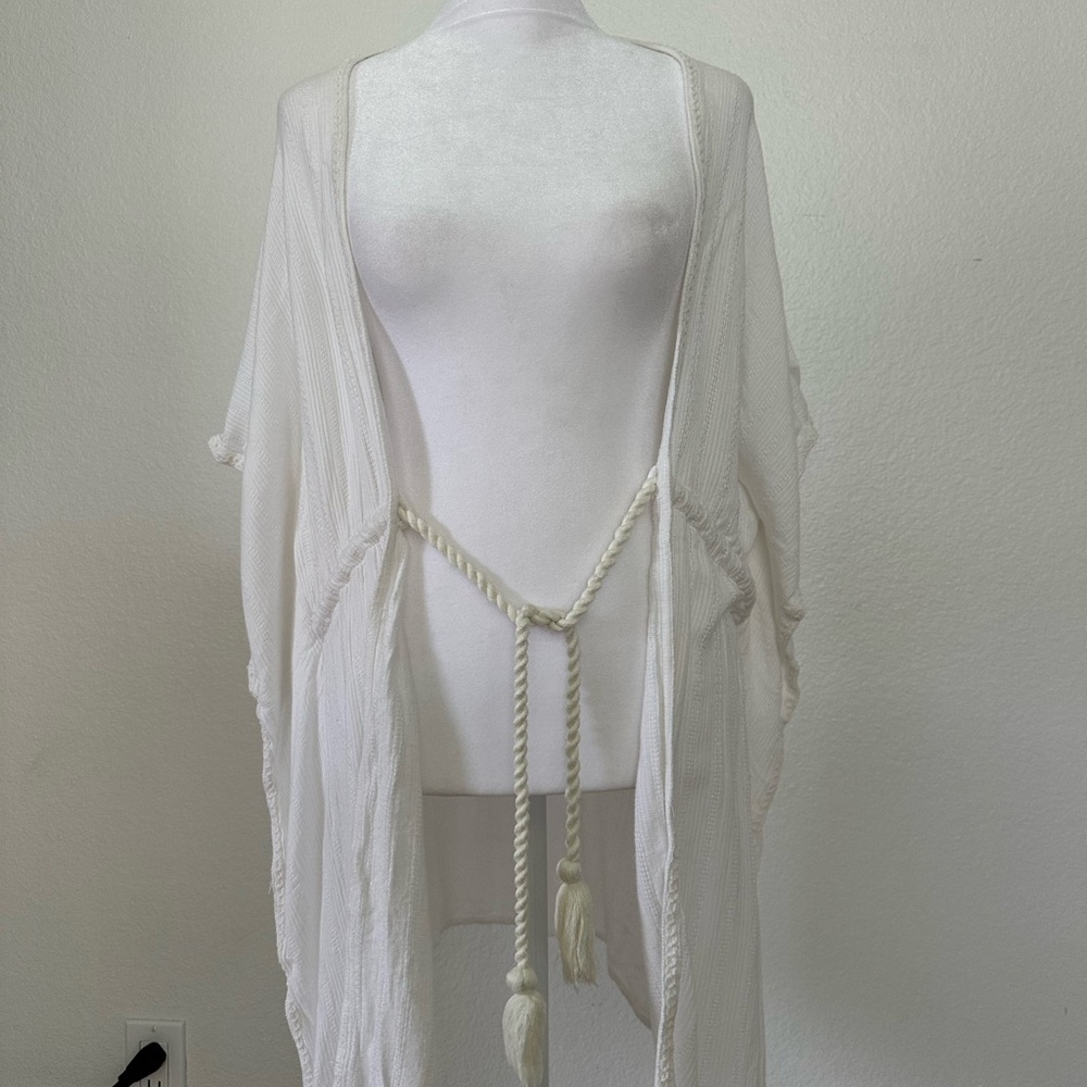White Sheer CoverUp with Tassel Tie